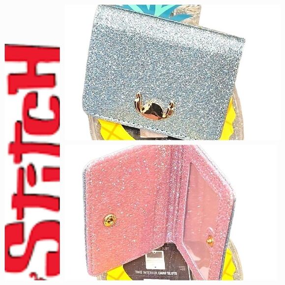 Bioworld Stitch Glitter Card Wallet w/Pineapple Ornament Case - Picture 1 of 7